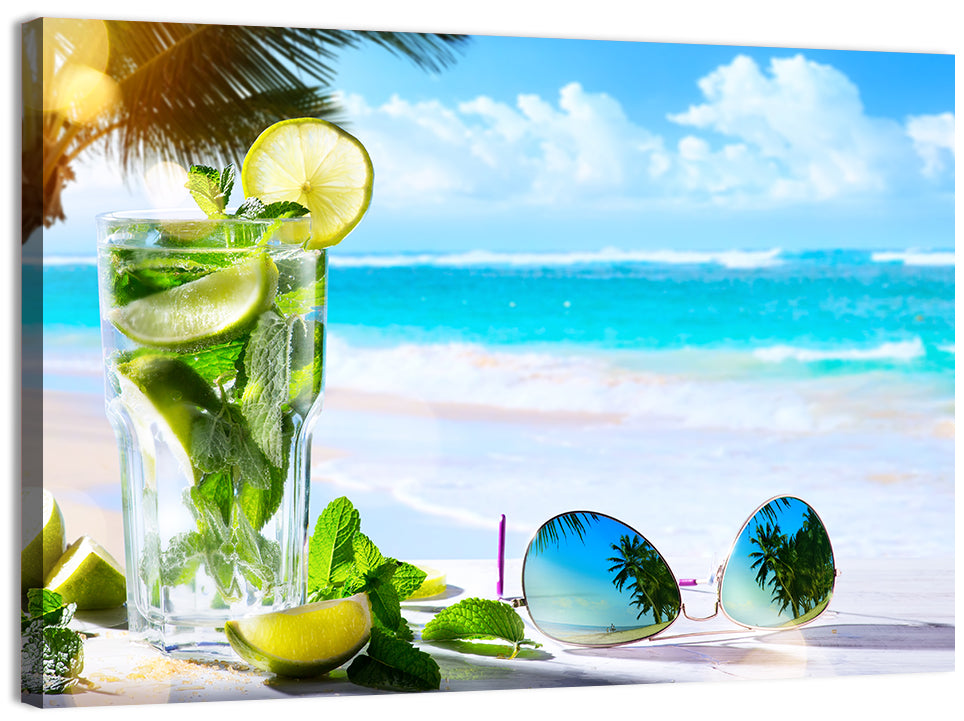 Mojito Beach Scene Wall Art, canvas print, landscape