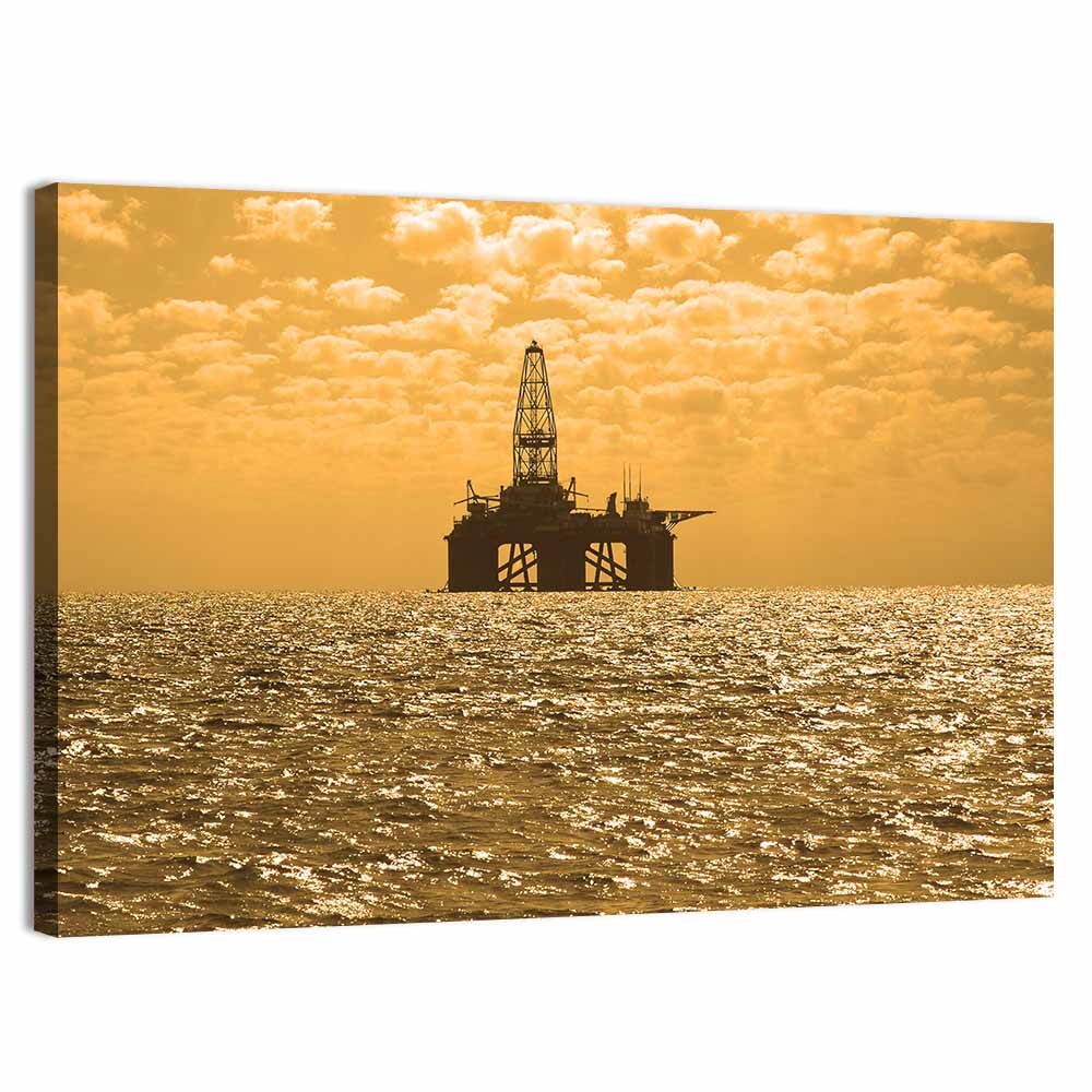Oil Rig at Sunset Wall Art