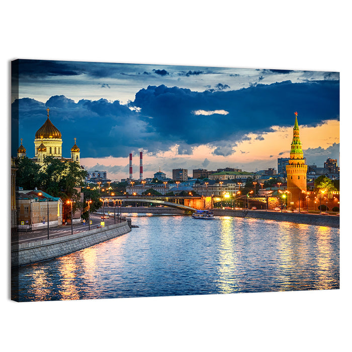 Kremlin on the Moskva River Wall Art as a canvas print