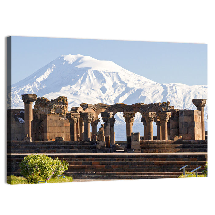 Zvartnots Cathedral and Mount Ararat Wall Art as a canvas print