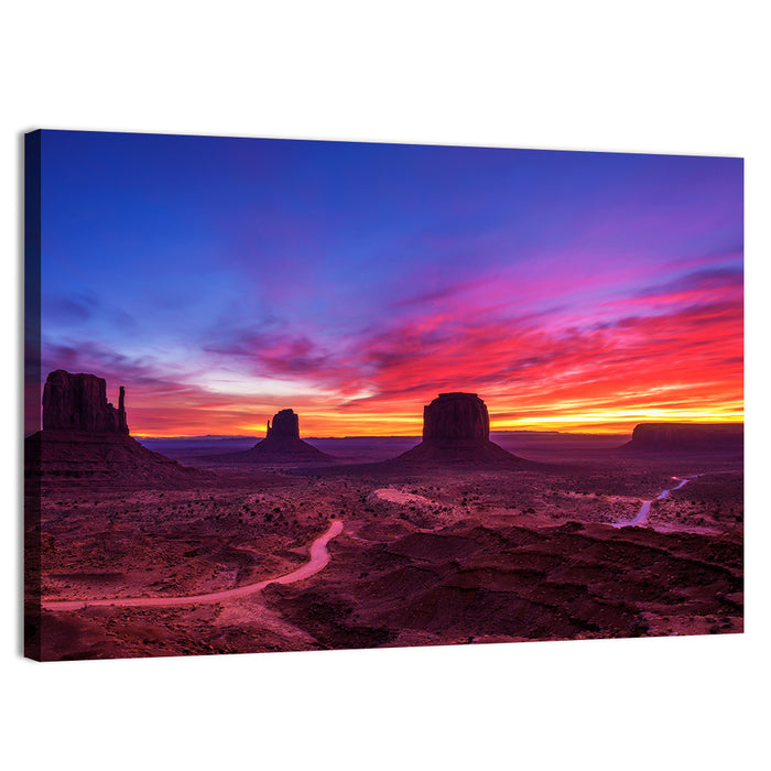 Monument Valley Arizona Sunset Wall Art as a canvas print