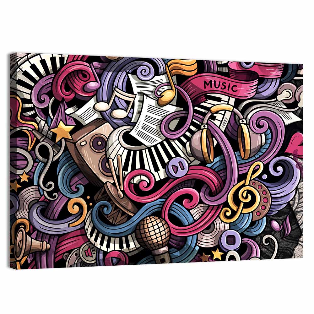 Music Doodle Illustration Wall Art