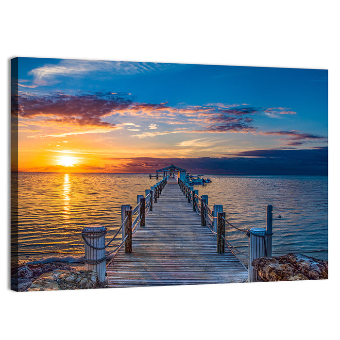 Islamorada Pier at Golden Hour Wall Art as a canvas print