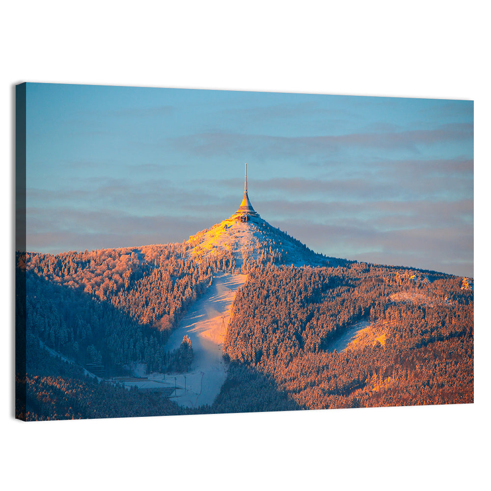 Ještěd Summit at Golden Hour Wall Art
