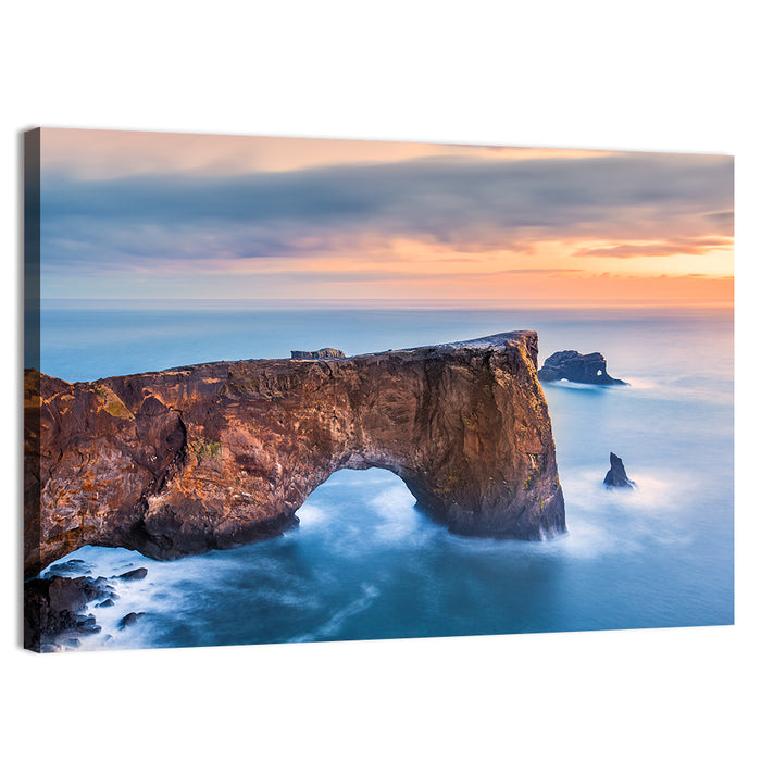 Dyrhólaey Sea Arch at Sunset Wall Art as a canvas print