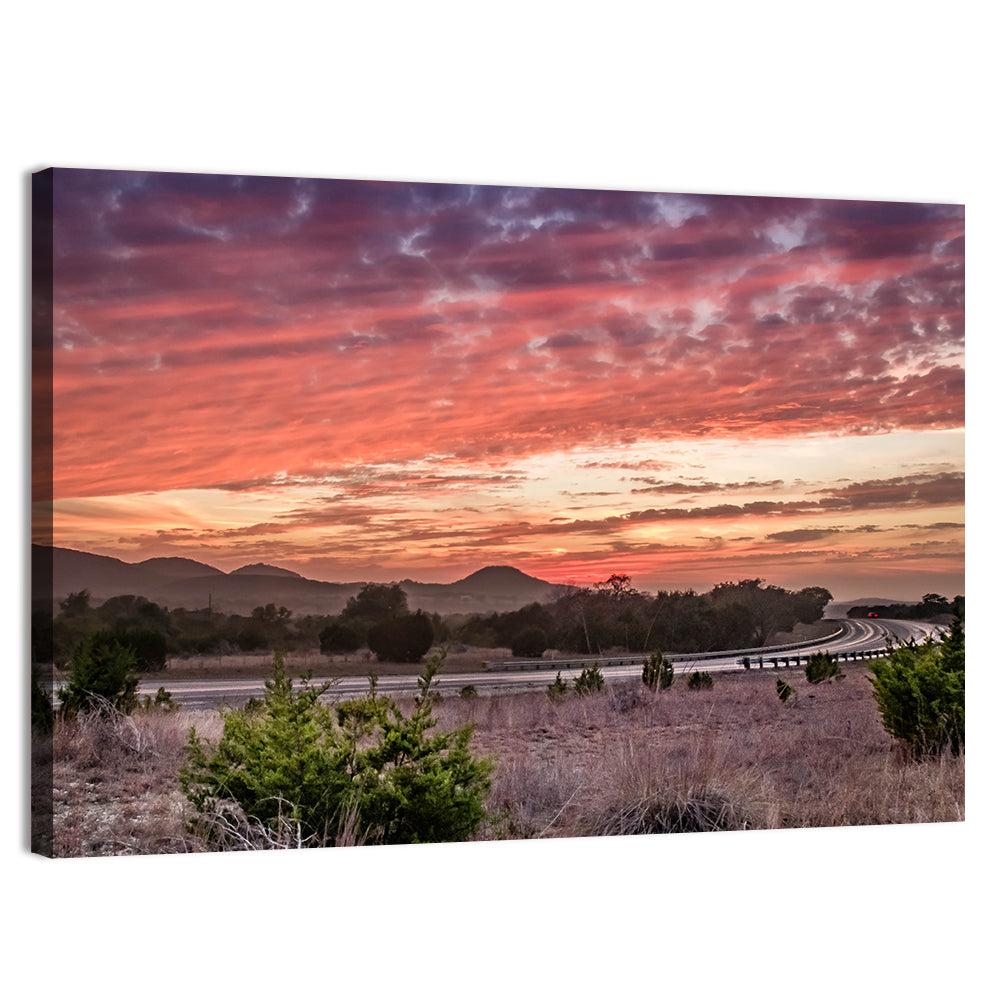 Sunset Curve on Texas Highway 16 Wall Art, canvas print, landscape
