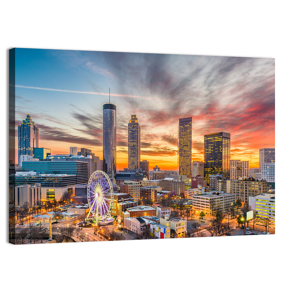 Atlanta Skyline with Skyview Wheel Wall Art, canvas print, landscape