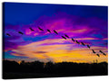 Silhouetted Cranes at Dusk Wall Art