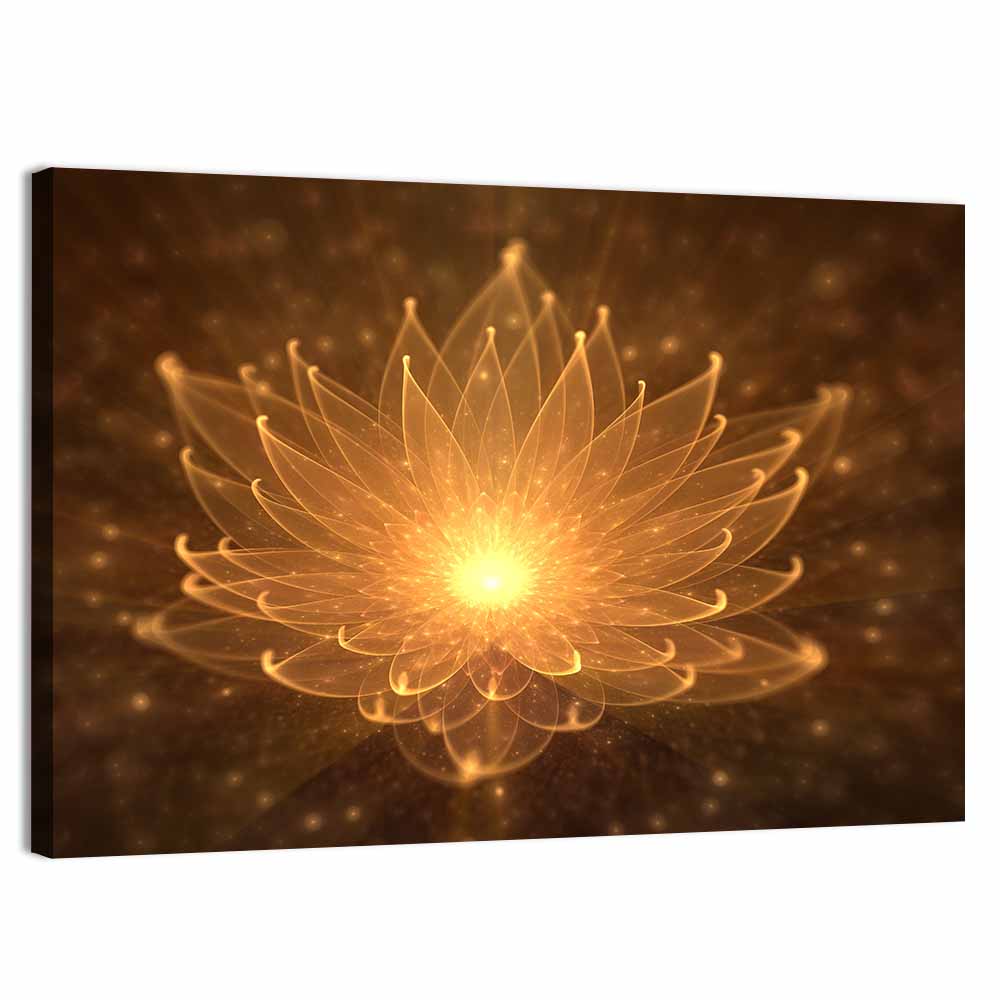 Golden Lotus Illustration Wall Art