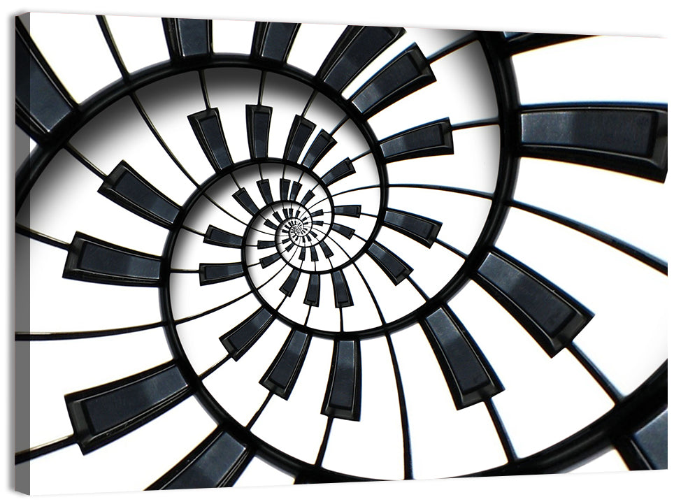 Recursive Spiral Piano Keys Wall Art, canvas print, landscape