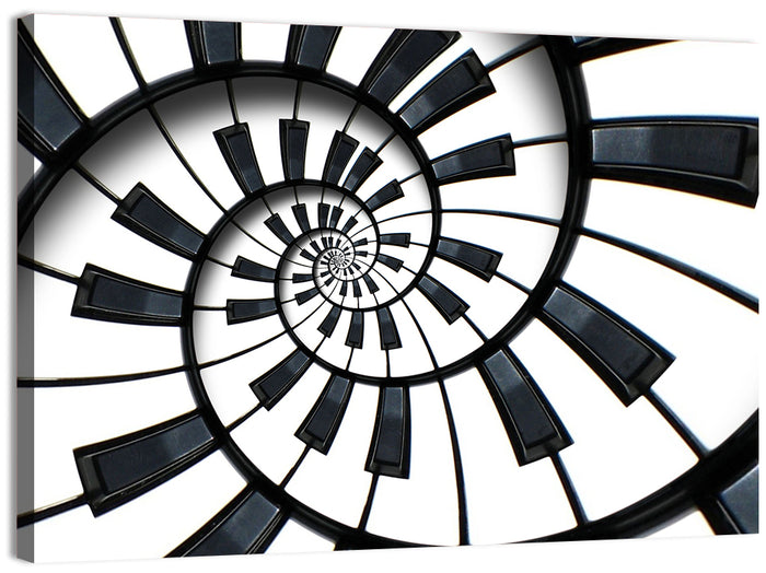 Recursive Spiral Piano Keys Wall Art as a canvas print