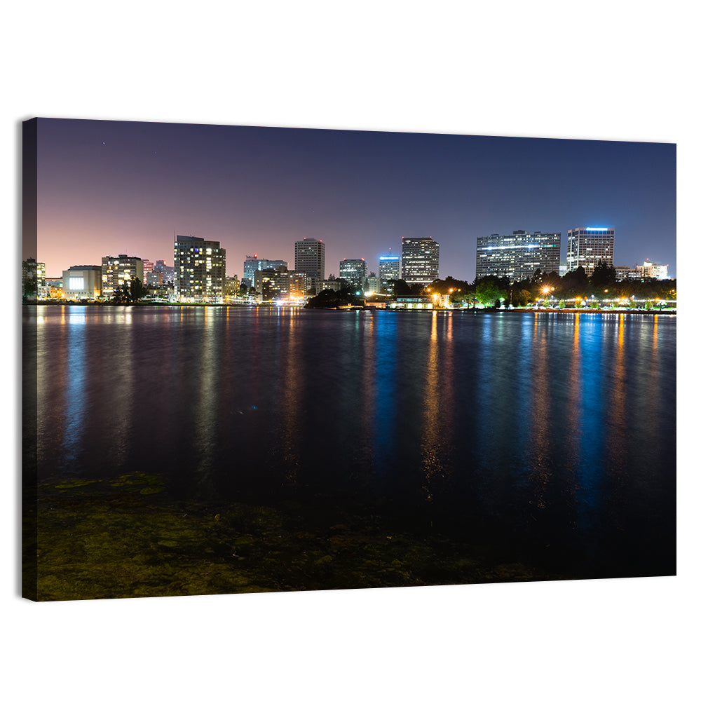 Oakland Skyline Over Lake Merritt Wall Art, canvas print, landscape