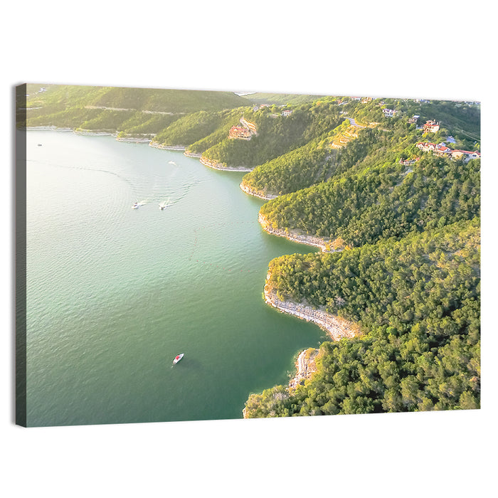 Lake Travis Aerial View Wall Art as a canvas print