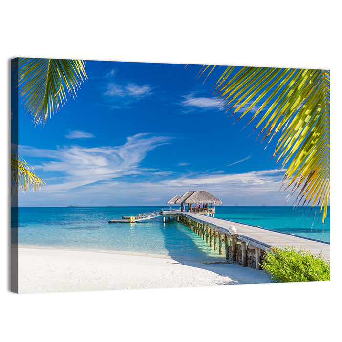 Maldives Overwater Pier Wall Art as a canvas print