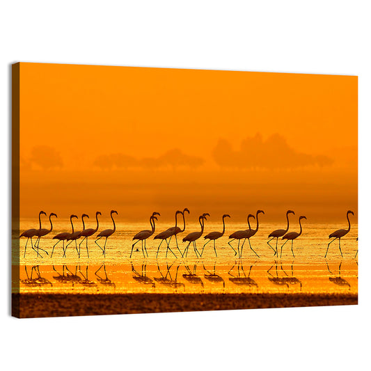 Lined Up Flamingos Wall Art