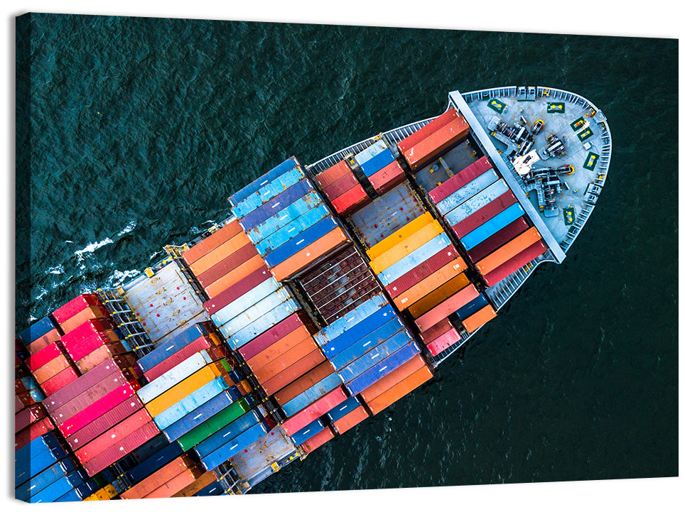 Container Ship Aerial View Wall Art