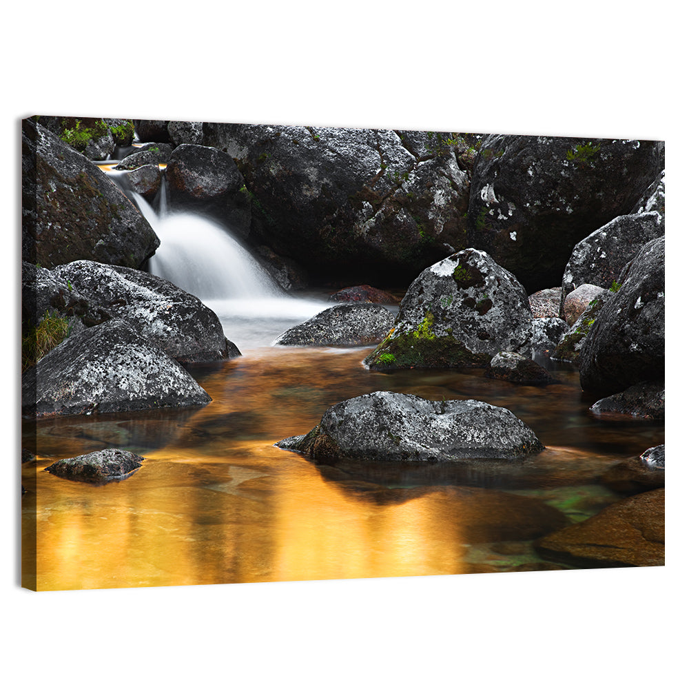 Golden Stream Waterfall Wall Art