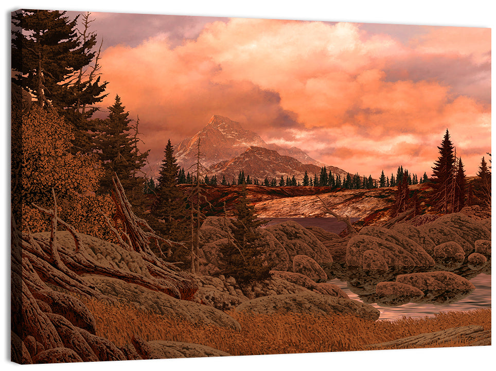 Rocky Mountain Lake at Dusk Wall Art, canvas print, landscape