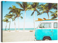 Vintage Vw Bus on Tropical Beach Wall Art