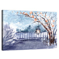 Countryside Winter Lantern Illustration Wall Art