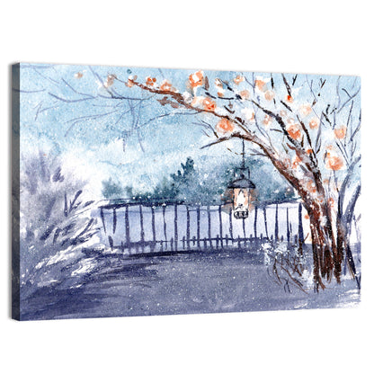 Countryside Winter Illustration Wall Art