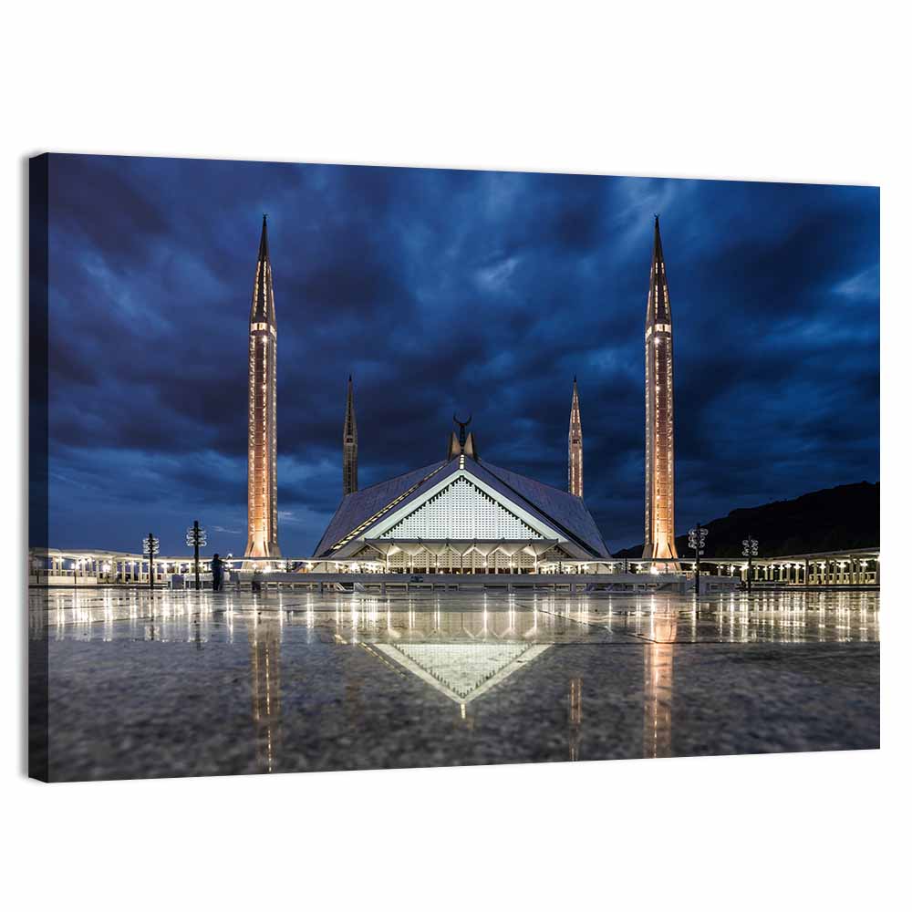 Faisal Mosque Islamabad Wall Art, canvas print, landscape