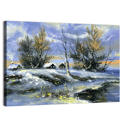 Winter Lake Houses Wall Art