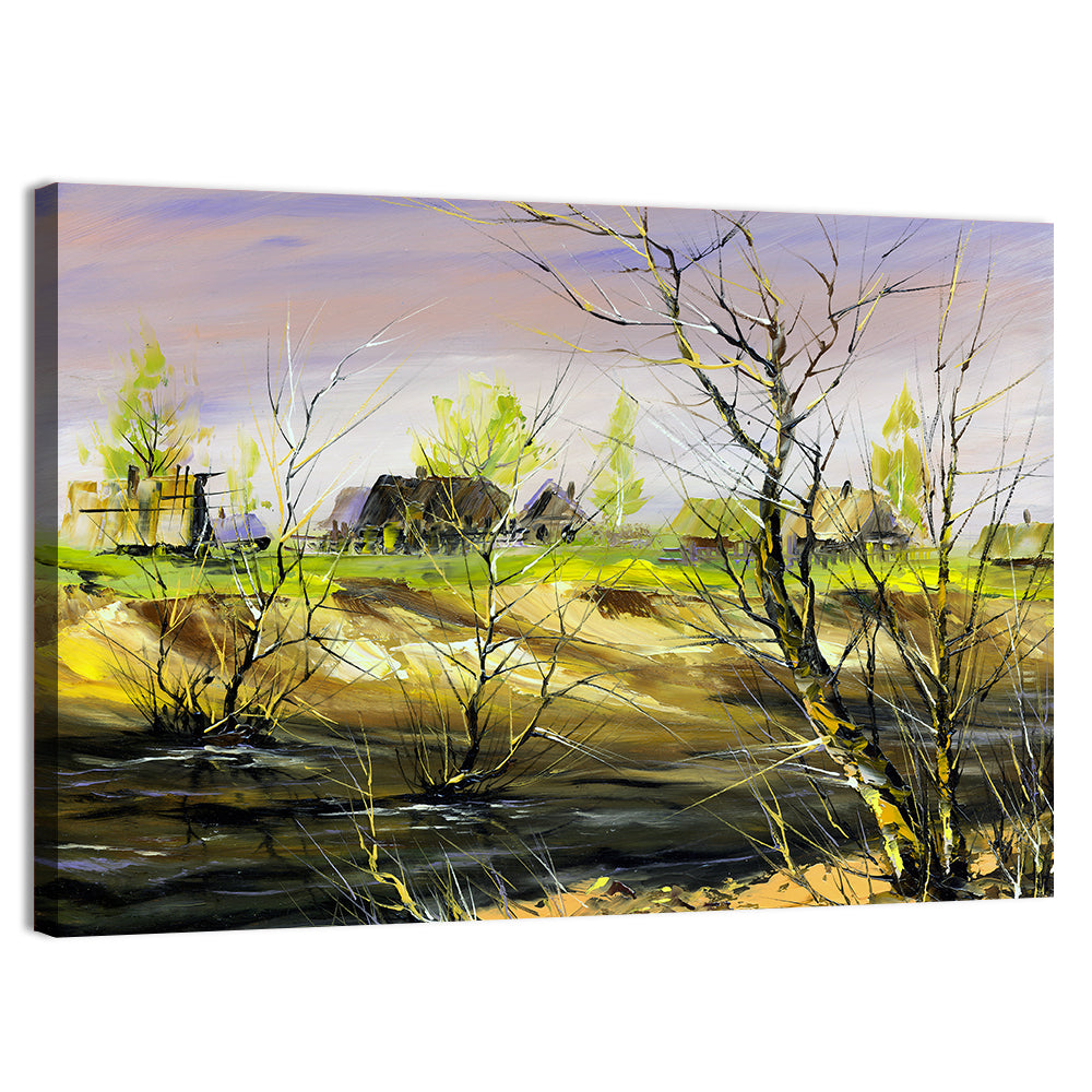 Riverside Summer Village Wall Art