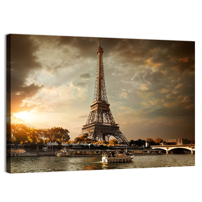 Eiffel Tower at Sunset Wall Art as a canvas print