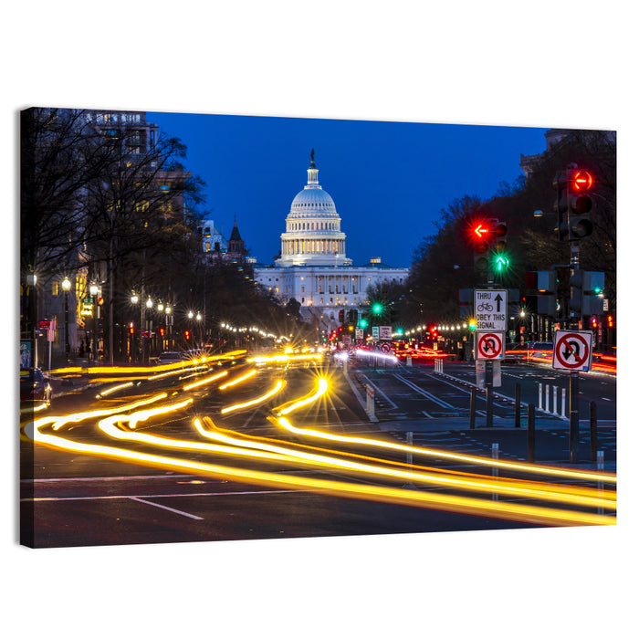 Pennsylvania Avenue at Dusk Wall Art as a canvas print