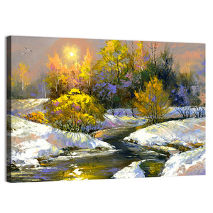 River Sunrise in Winter Wall Art