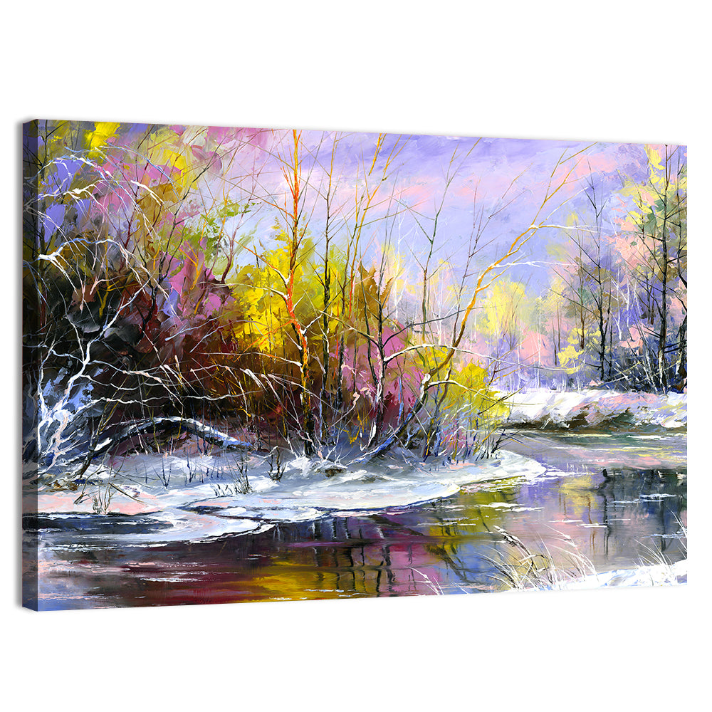 Snowy Winter River Wall Art