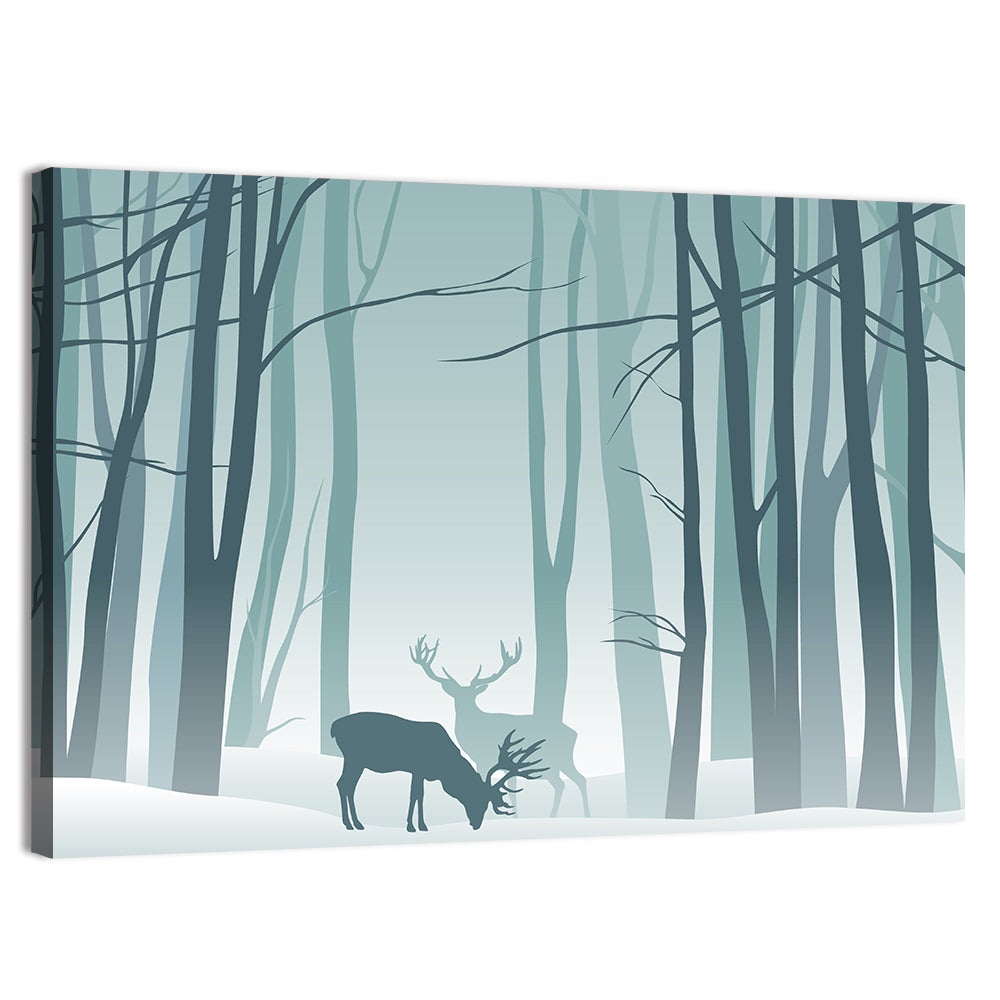 Winter Deer Silhouette Wall Art