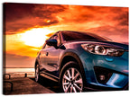 Suv on Pier at Sunset Wall Art