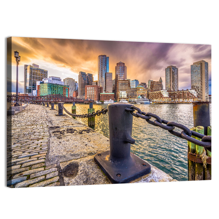 Boston Harbor at Dusk Wall Art as a canvas print