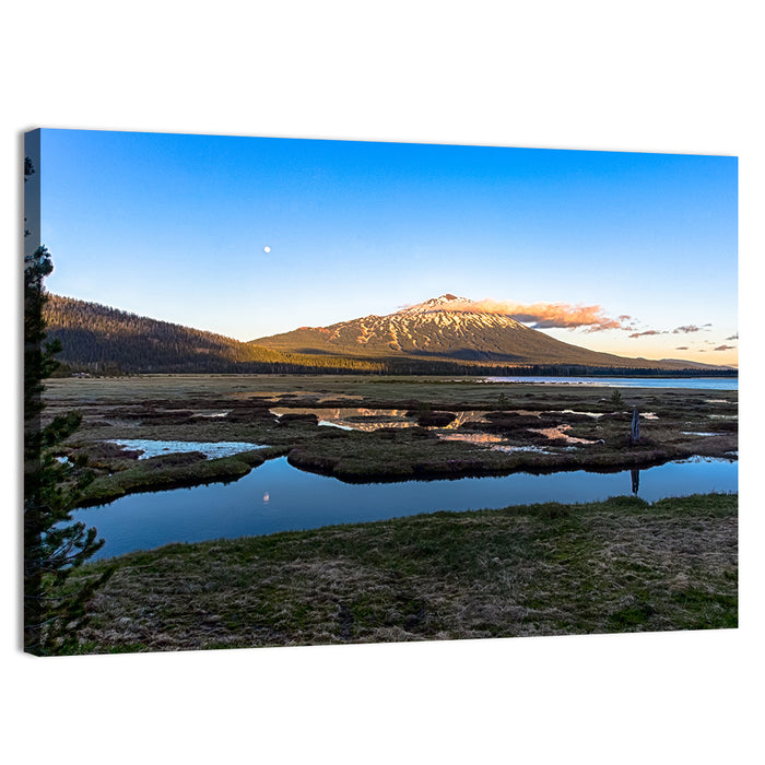 Mount Bachelor Moonlit Sunset Wall Art as a canvas print