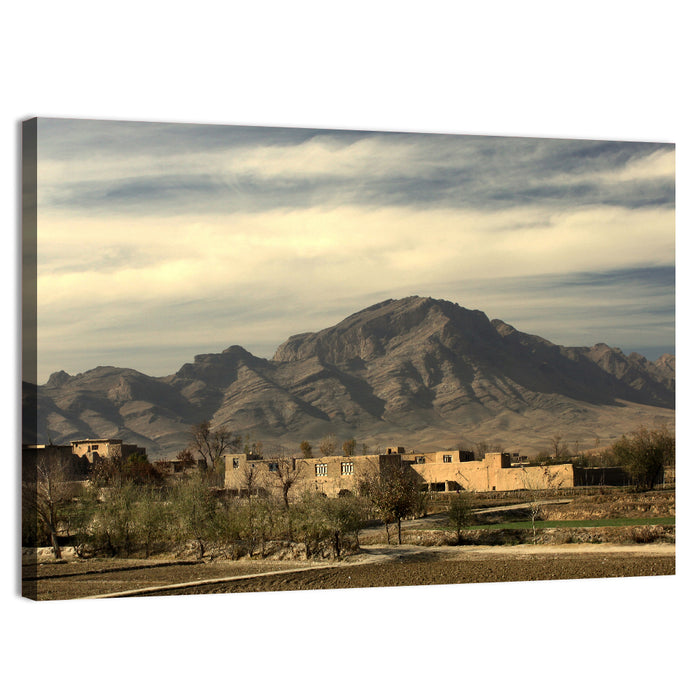 Afghan Mountain Village Wall Art as a canvas print