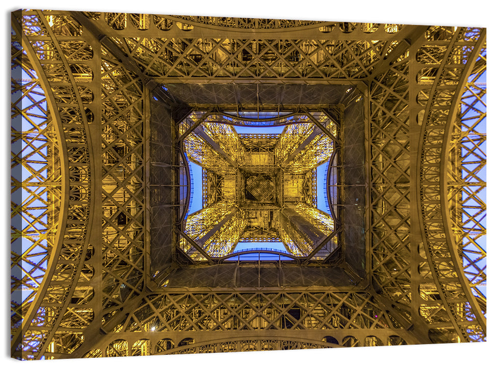 Eiffel Tower Lattice at Dusk Wall Art, canvas print, landscape