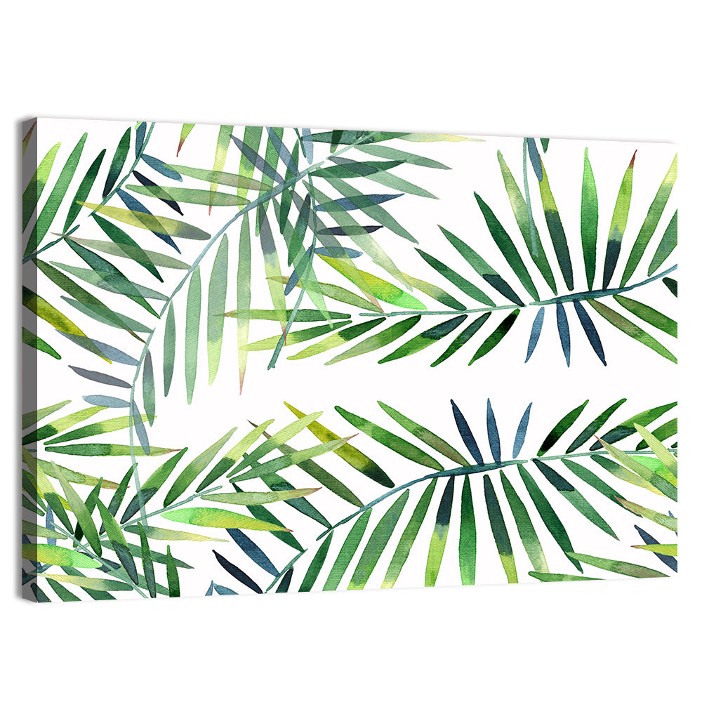 Watercolor Herbal Leaves Pattern Wall Art, canvas print, landscape