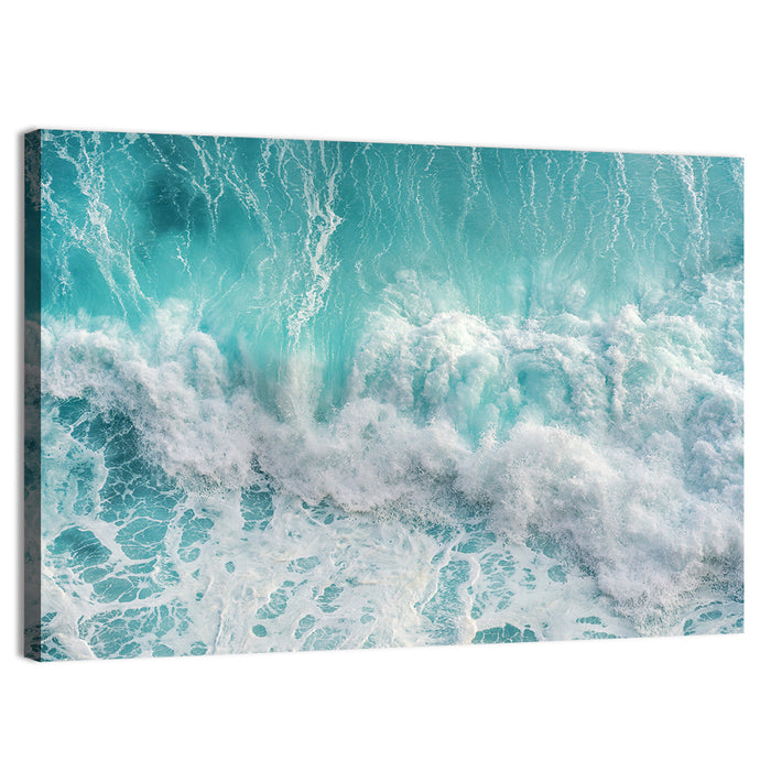 Top Down Turquoise Wave Wall Art as a canvas print