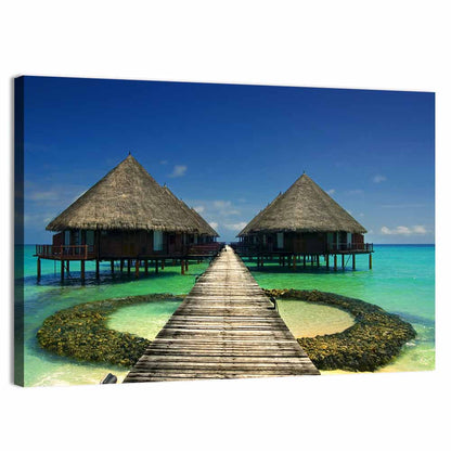 Maldives Tourists Huts Wall Art