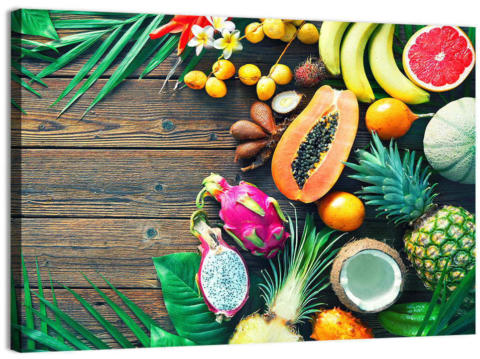 Tropical Fruit Still Life Wall Art, canvas print, landscape
