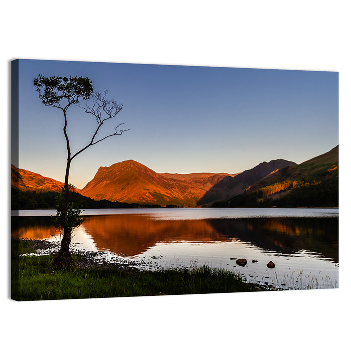 Buttermere Lone Tree Reflection Wall Art as a canvas print