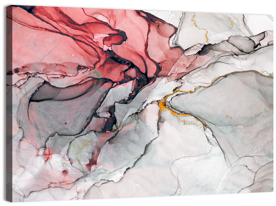 Pink Gray Marble with Gold Veins Wall Art, canvas print, landscape