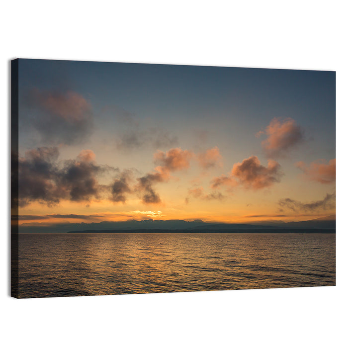 Lake Leman Golden Sunset Wall Art as a canvas print