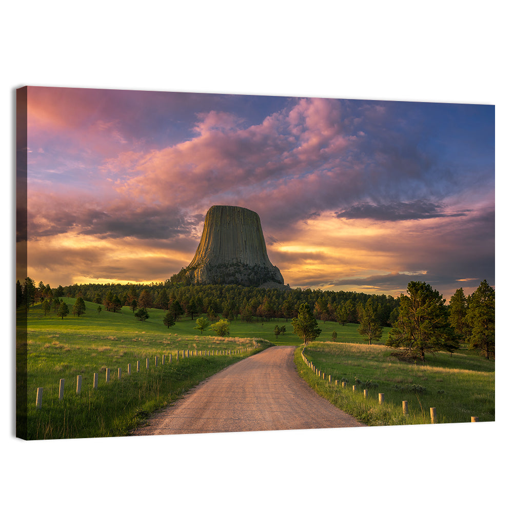 Devils Tower at Sunset Wall Art, canvas print, landscape
