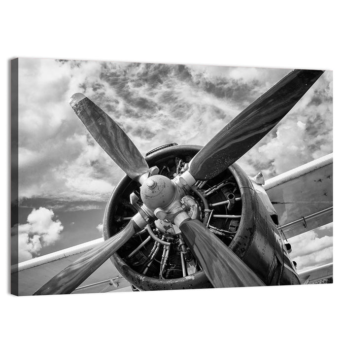 Vintage Airplane Radial Engine Close-up Wall Art as a canvas print