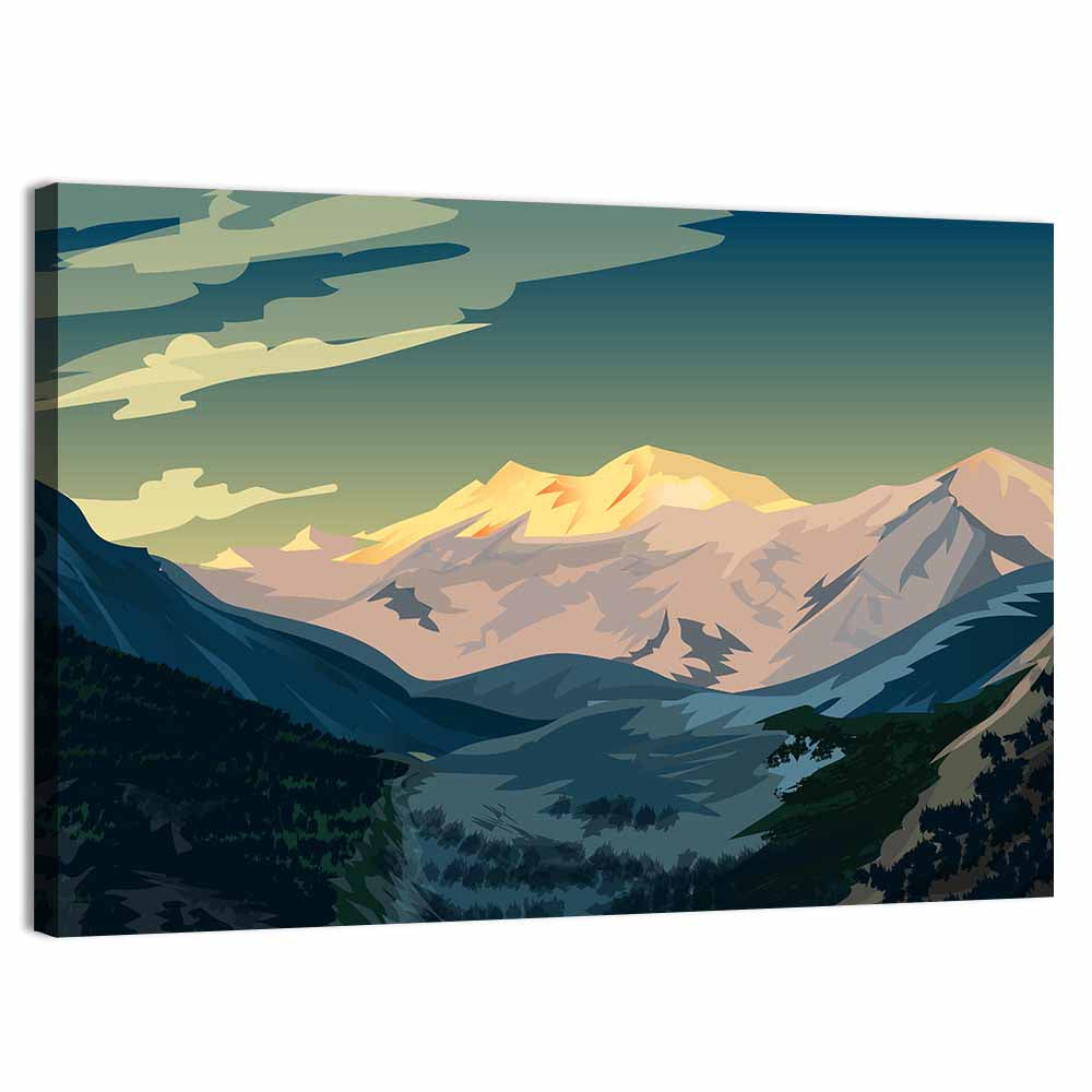 Nanga Parbat Sunrise Illustration Wall Art