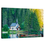 Lago Di Braies Chapel Reflection Wall Art