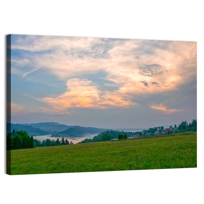 Czorsztynskie Lake Meadow at Dusk Wall Art as a canvas print